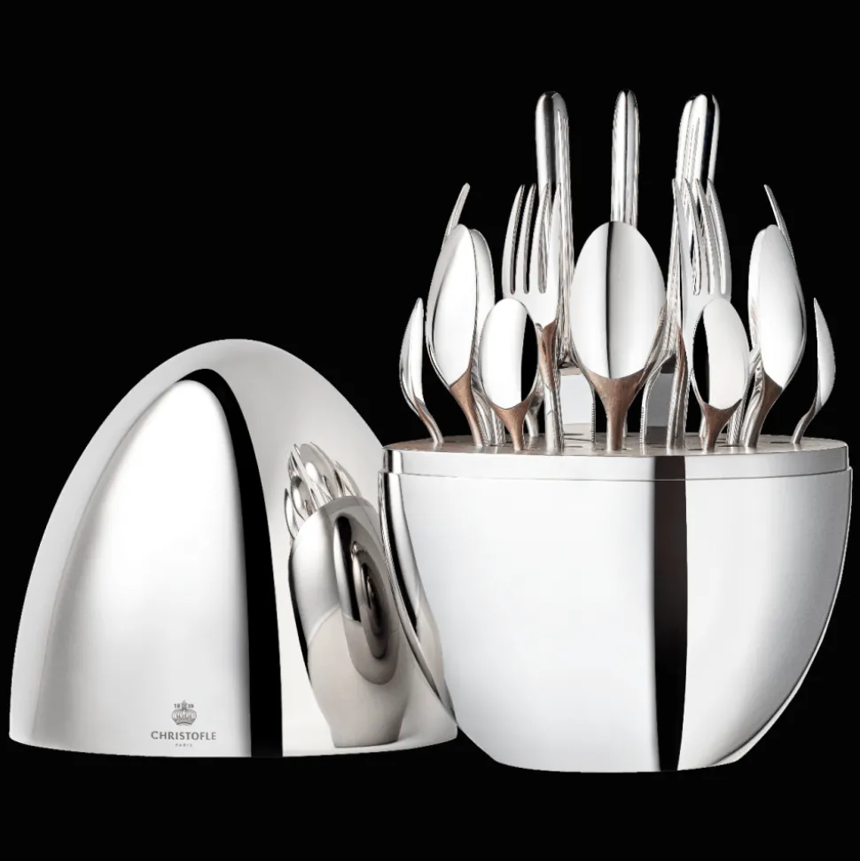 Ensemble pour 6 personnes (24 pièces) en métal argenté avec écrin