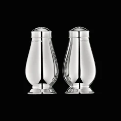 Ensemble salière et poivrier en métal argenté