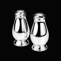 Ensemble salière et poivrier en métal argenté