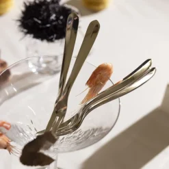Fourchette à cocktail en métal argenté