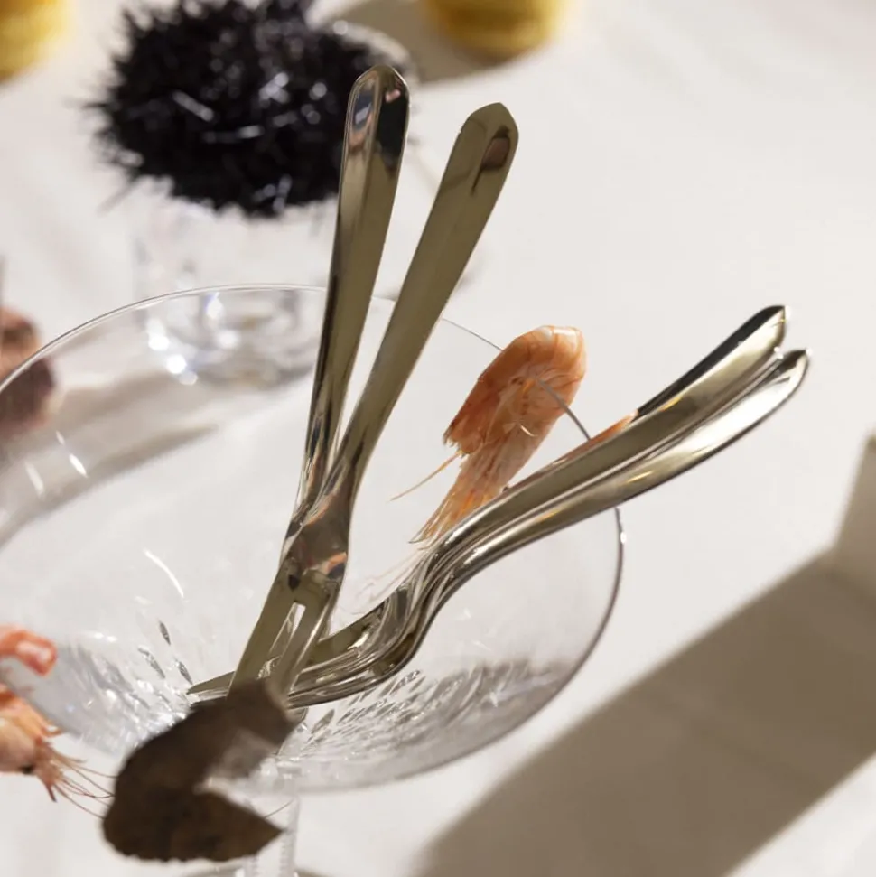 Fourchette à cocktail en métal argenté