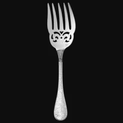 Fourchette à servir le poisson en métal argenté