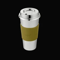 Gobelet isotherme en acier - manchette vert impérial