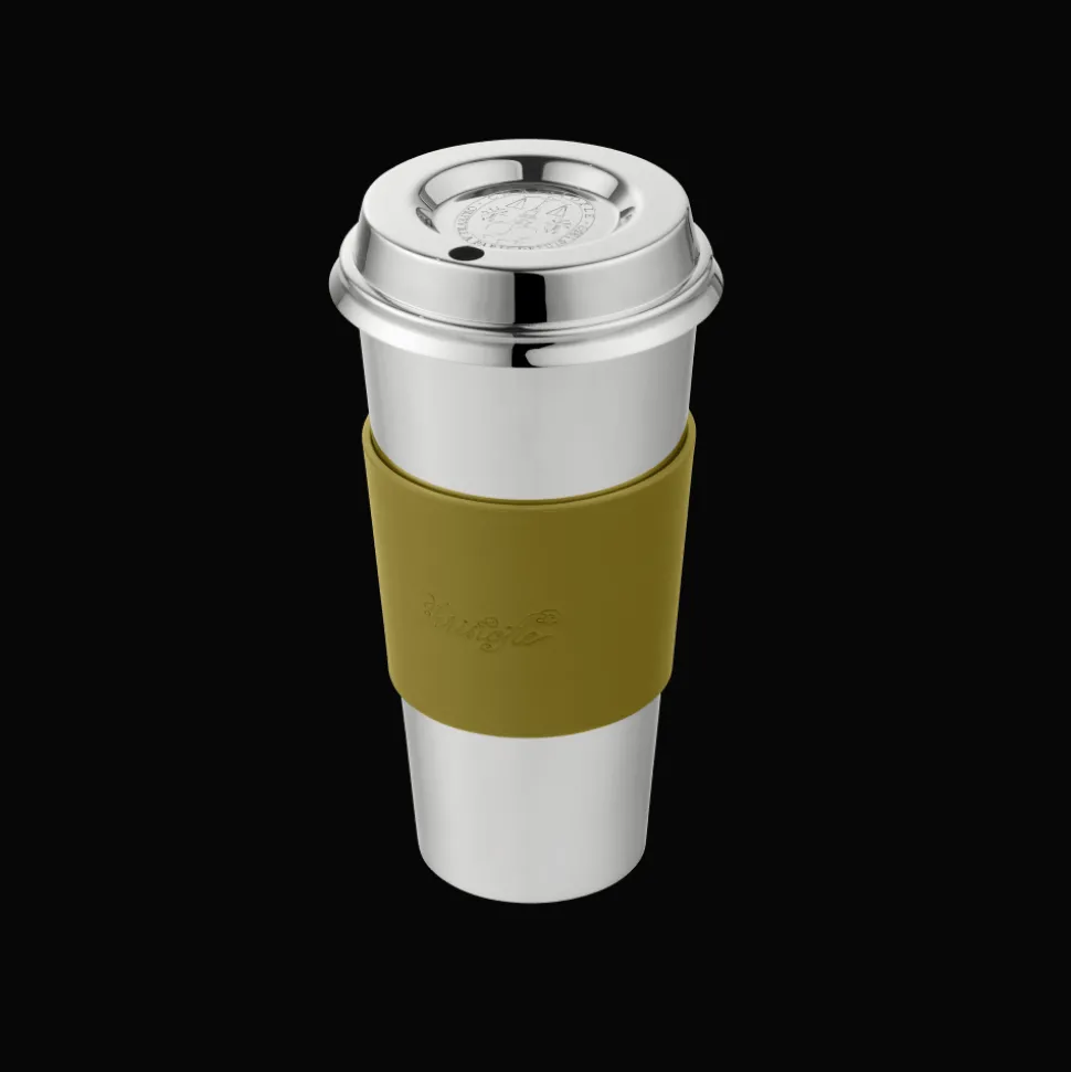 Gobelet isotherme en acier - manchette vert impérial
