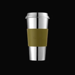 Gobelet isotherme en acier - manchette vert impérial