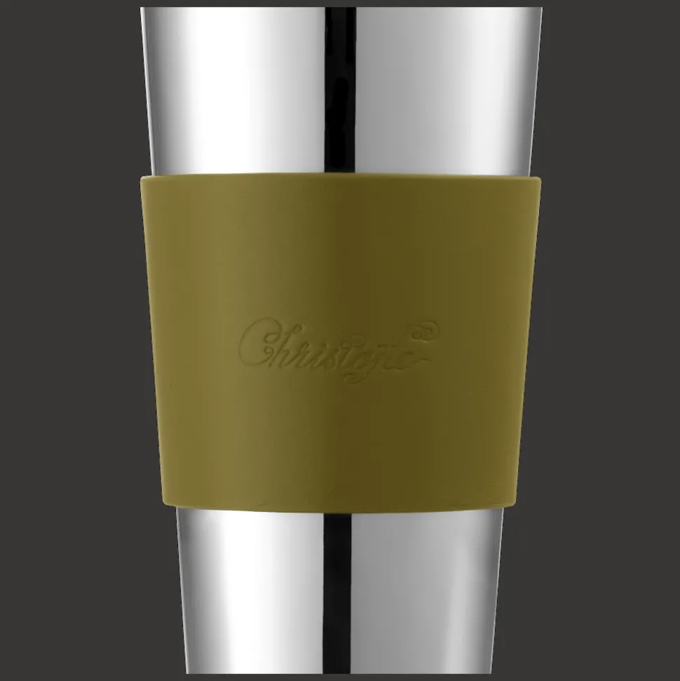 Gobelet isotherme en acier - manchette vert impérial