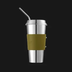 Gobelet isotherme en acier - manchette vert impérial