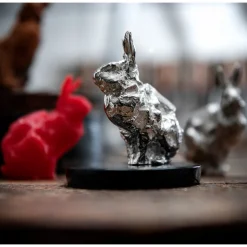 Lapin Assis en Argent massif - Haute Orfèvrerie