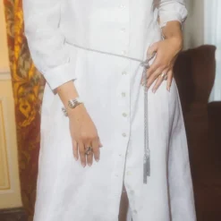 Long Sautoir à Nouer - Ceinture en argent massif