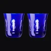 Lot de 2 verres à eau en cristal bleu