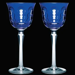 Lot de 2 verres à vin blanc en cristal - Bleu