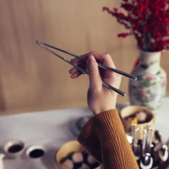 Paire de Baguettes en Métal Argenté