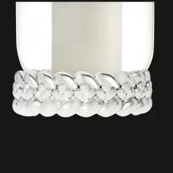 Photophore en métal argenté et verre borosilicate