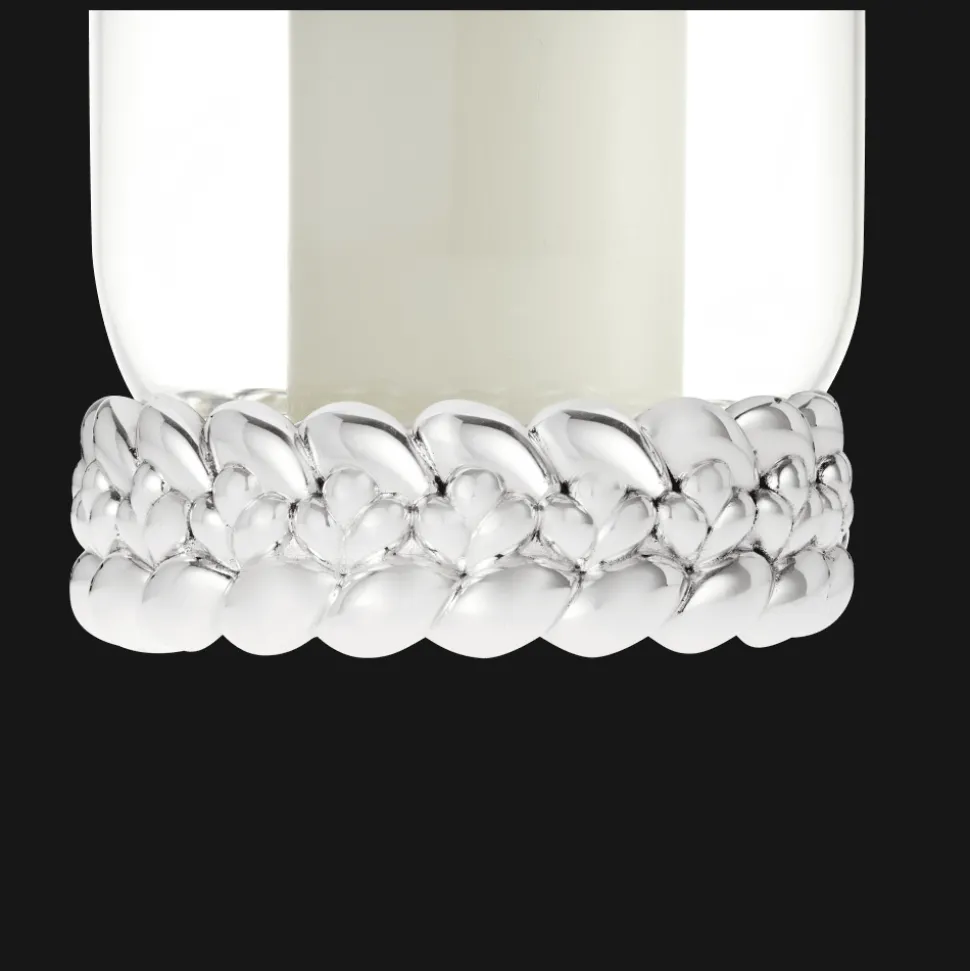 Photophore en métal argenté et verre borosilicate