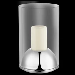 Photophore en verre et en acier