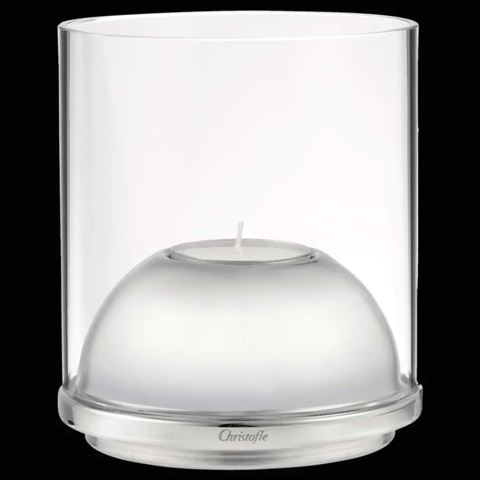 Photophore petit modèle en acier et borosilicate