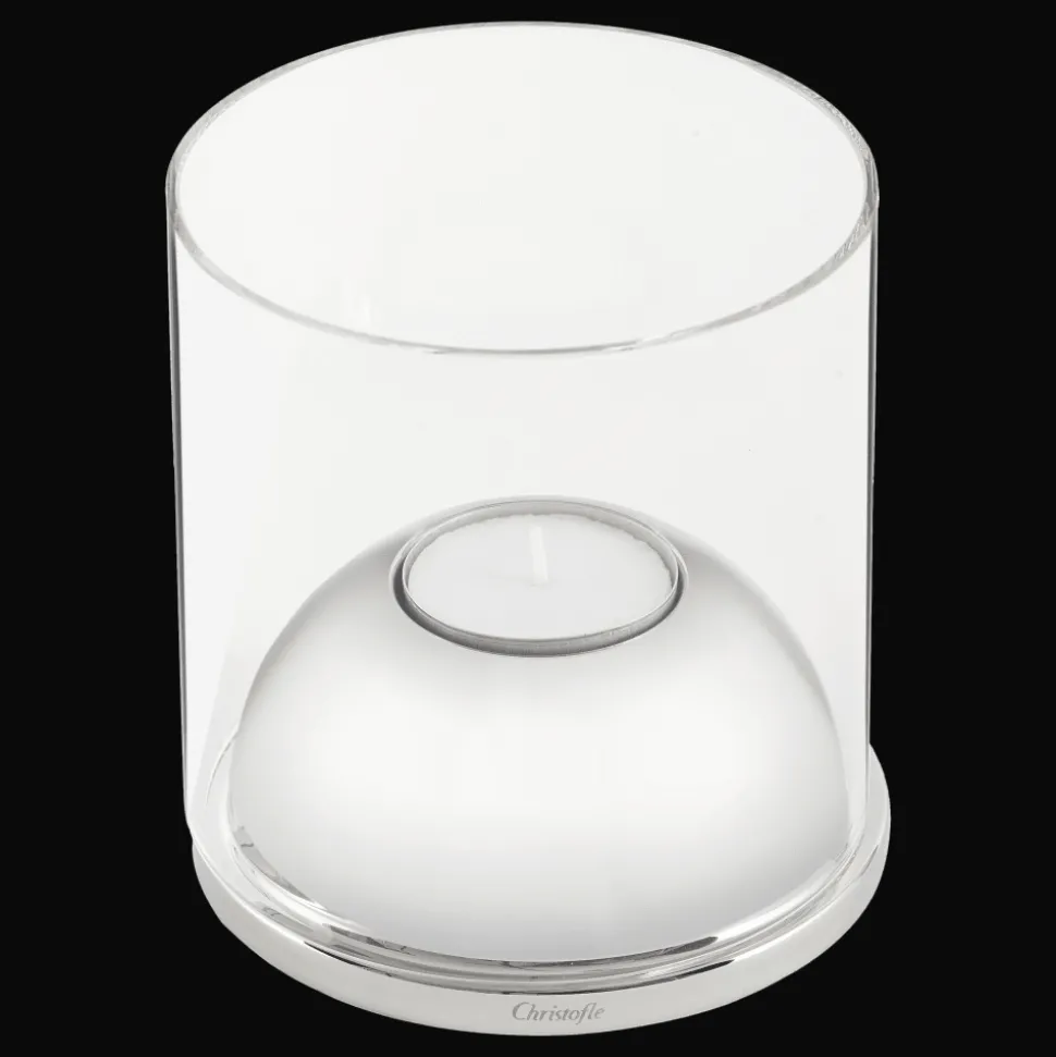 Photophore petit modèle en acier et borosilicate