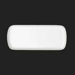 Plat à cake 37x16cm en porcelaine finition Platine