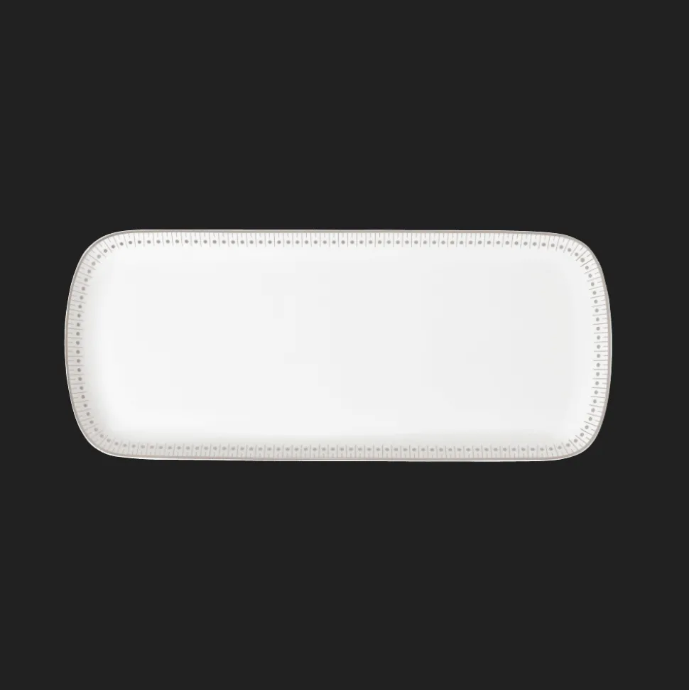 Plat à cake 37x16cm en porcelaine finition Platine