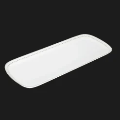 Plat à cake 37x16cm en porcelaine finition Platine