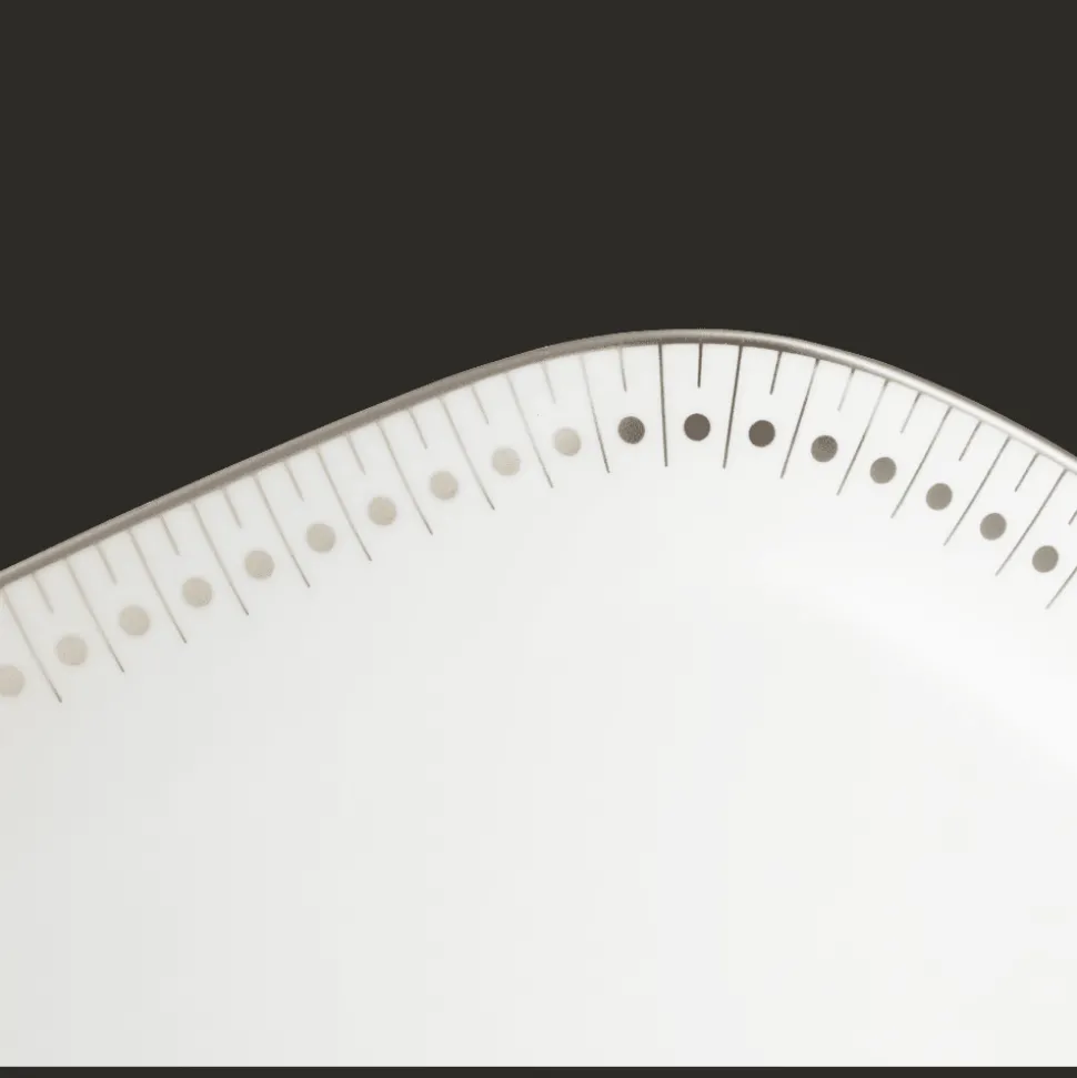 Plat à cake 37x16cm en porcelaine finition Platine