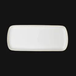 Plat à cake 37x16cm en porcelaine finition Or