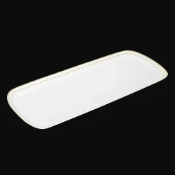 Plat à cake 37x16cm en porcelaine finition Or