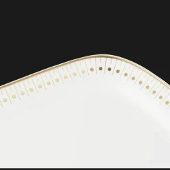 Plat à cake 37x16cm en porcelaine finition Or