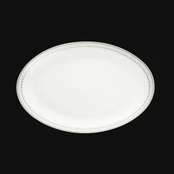 Plat ovale 28 cm en porcelaine finition Platine