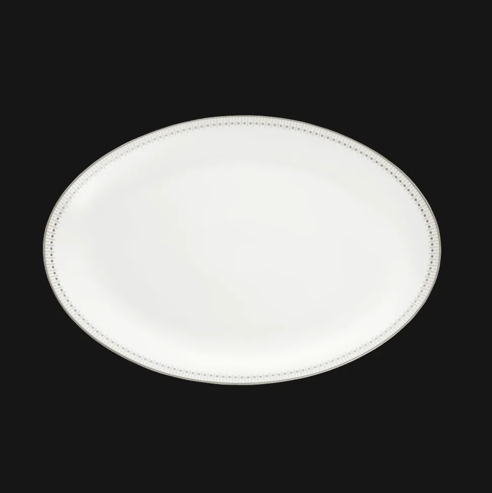 Plat ovale 38 cm en porcelaine finition Platine