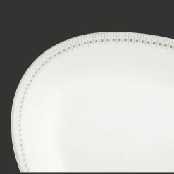 Plat ovale 38 cm en porcelaine finition Platine