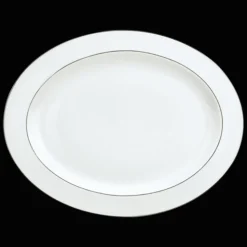 Plat ovale en porcelaine finition platine