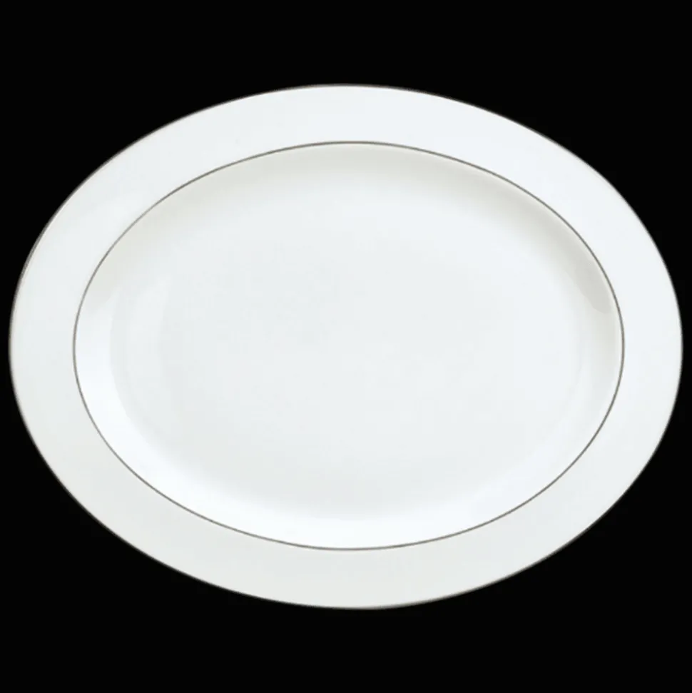 Plat ovale en porcelaine finition platine
