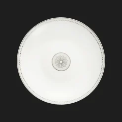 Plat rond creux en porcelaine finition Platine