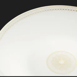 Plat rond creux en porcelaine finition Or