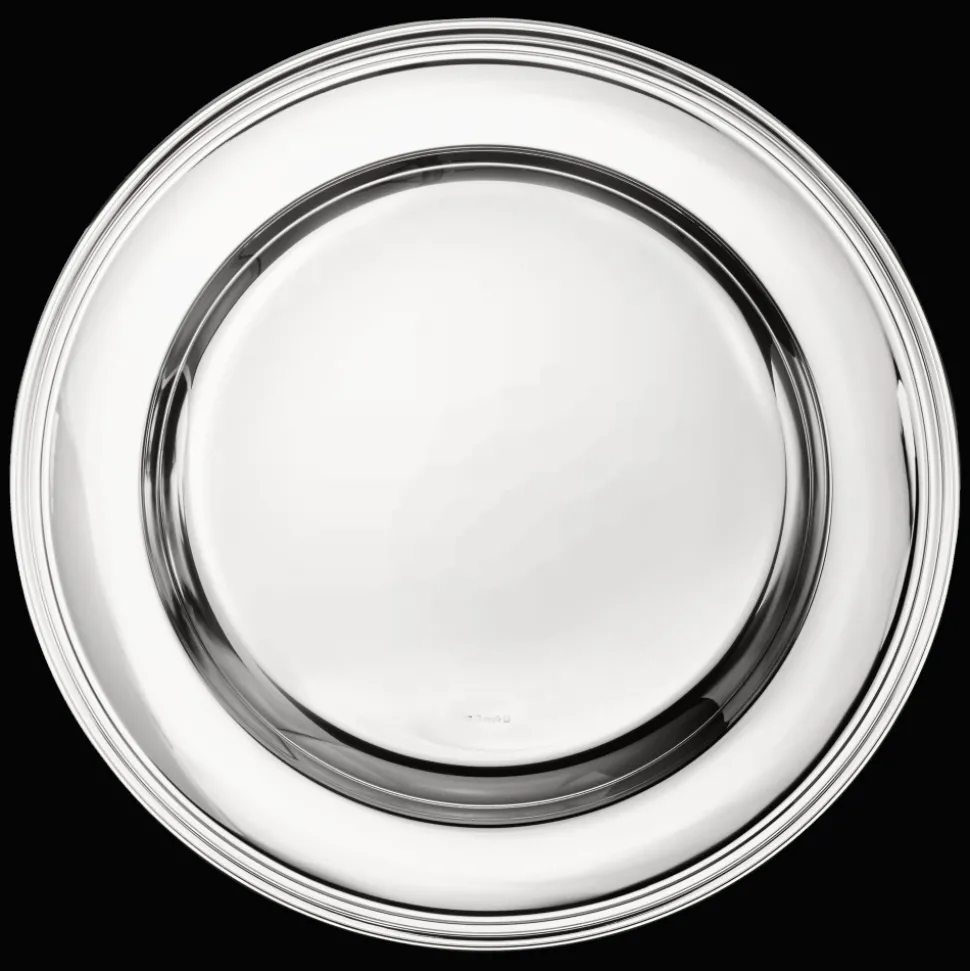 Plat rond en métal argenté
