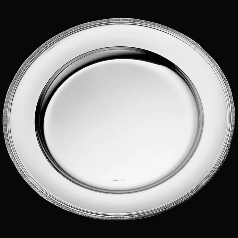Plat rond en métal argenté - 40 cm