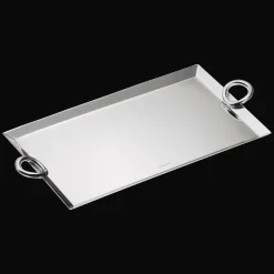 Plateau à courrier en métal argenté - 25 x 14 cm