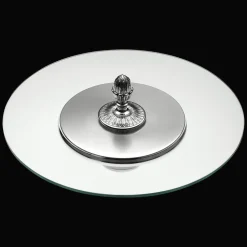 Plateau à fromage en métal argenté et verre - 35 cm