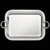 Plateau rectangulaire à anses en métal argenté - 26 x 20 cm