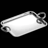 Plateau rectangulaire à anses en métal argenté - 20 x 16 cm