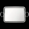 Plateau rectangulaire à anses en métal argenté - 43 x 31 cm