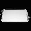 Plateau rectangulaire à anses en métal argenté - 53 x 42 cm