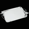 Plateau rectangulaire à anses en métal argenté - 43 x 31 cm