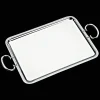 Plateau rectangulaire à anses en métal argenté - 53 x 42 cm