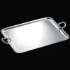 Plateau rectangulaire à anses en métal argenté - 53 x 42 cm