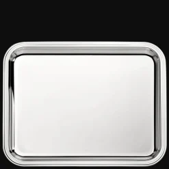 Plateau rectangulaire en métal argenté - 36 x 28 cm