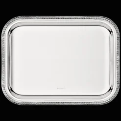 Plateau rectangulaire en métal argenté - 26 x 20 cm