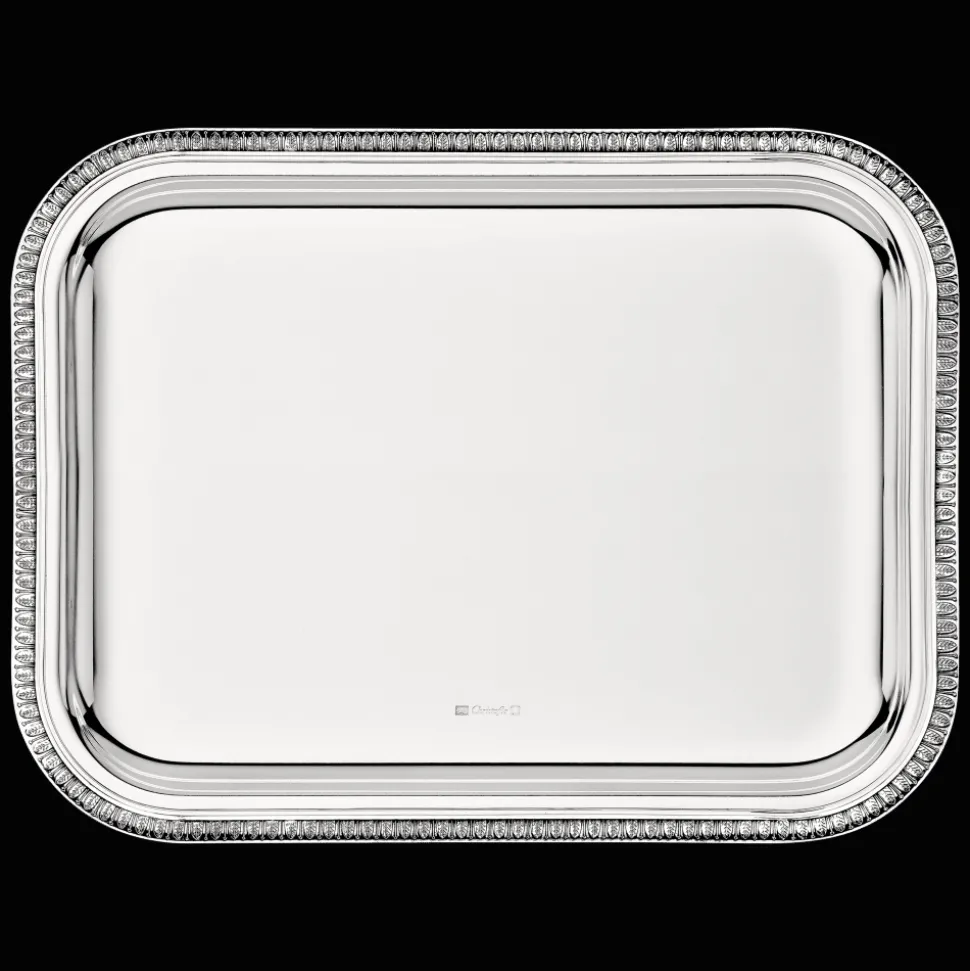 Plateau rectangulaire en métal argenté - 26 x 20 cm