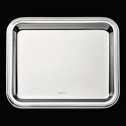 Plateau rectangulaire en métal argenté - 20 x 16 cm